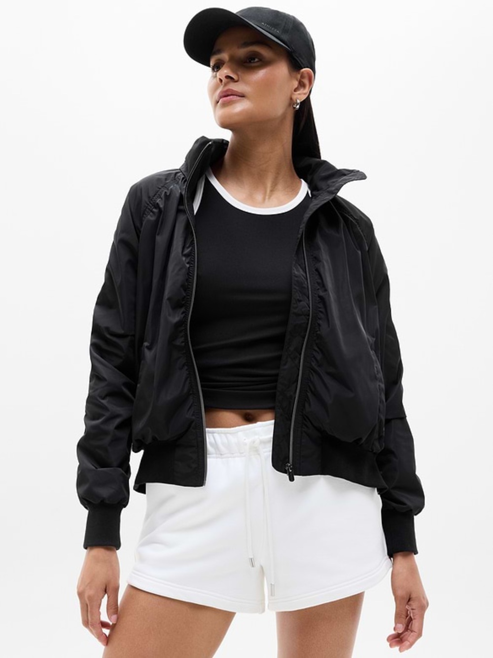 Athleta Black Lightweight Jetset Bomber Jacket - Size Large - NWOT